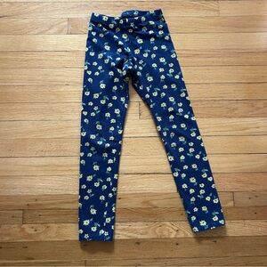 Old Navy girls size 10/12 navy blue leggings with yellow flowers
